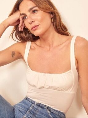 Reformation Nelly Knit Tank Top Ivory Size Medium